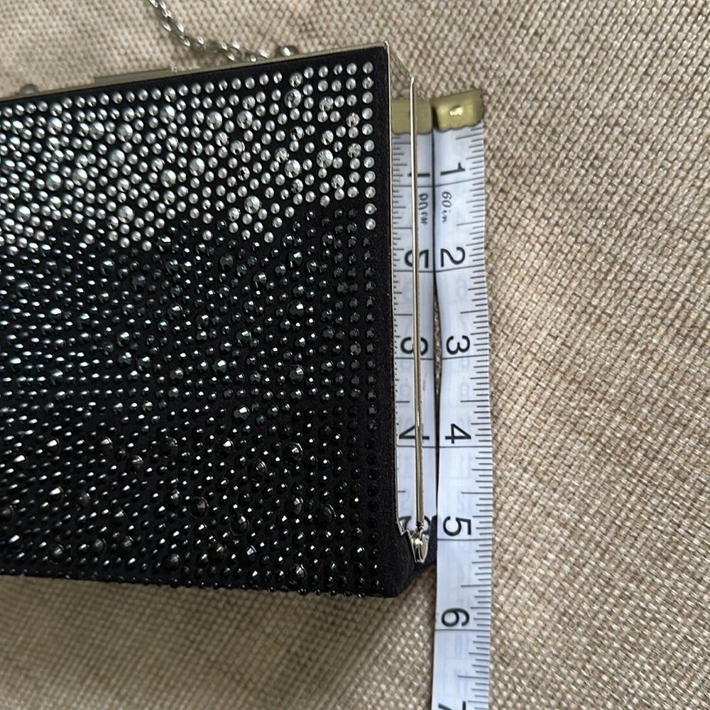 Natasha Couture Evening hard-sided box clutch shoulder Crystal /rhinestone Bling - Picture 3 of 10